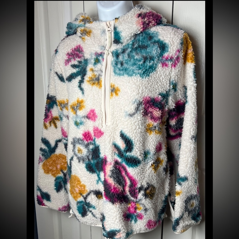 SATURDAY SUNDAY Anthropologie Fleece Floral Boho Hoodie XS - Picture 6 of 11